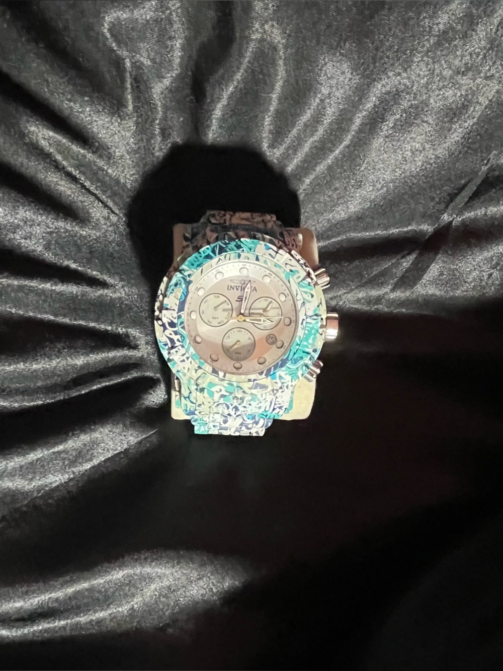 Invicta rare Blue-Green Patterned Chronograph Watch
